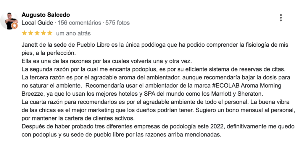 Testimonio Podologia en Lima